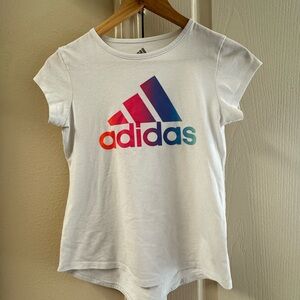 Adidas Kids White Tee with Colorful Logo